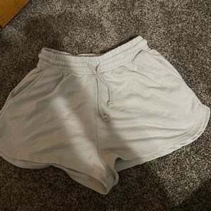 Tan colored sweat shorts